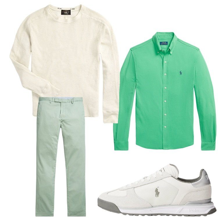 Outfit uomo - Vivace. Stile Casual per Tutti i giorni. Abbinamento con sneakers, maglieria, pantaloni chino, camicie.