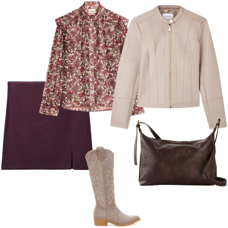 Outfit donna - Total look #2260109. Stile Casual per Tutti i giorni. Abbinamento con camicie, borse a tracolla, giacche, minigonne, stivali.