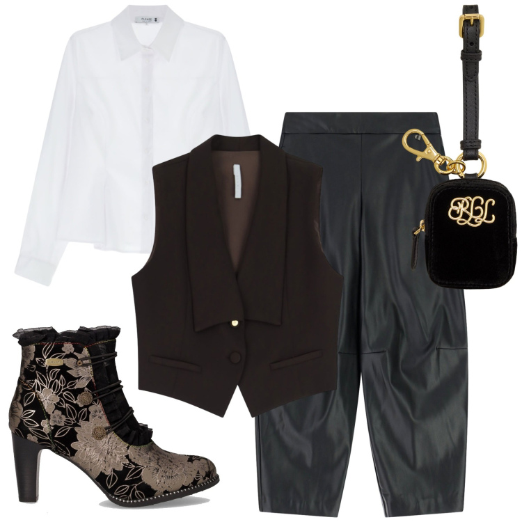 Outfit donna - Pizzo e velluto. Stile Chic per Serata fuori. Abbinamento con camicie, gilet, pantaloni, pochette, stivaletti.