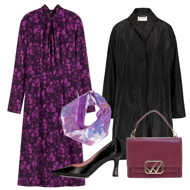 Outfit donna - Mid season sale!. Stile Vintage retrò per Serata fuori. Abbinamento con vestiti midi/longuette, trench, borse a tracolla, foulard, décolleté.