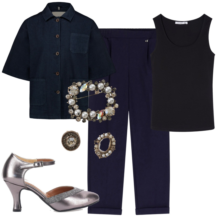 Outfit donna - Spille preziose. Stile Chic per Serata fuori. Abbinamento con top, cappotti, pantaloni, décolleté, blazer.