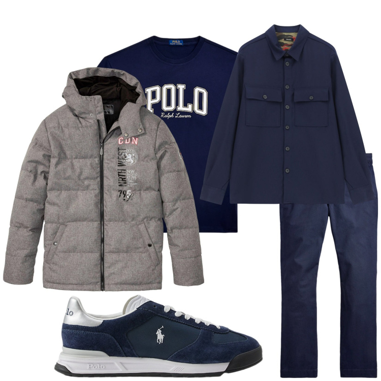 Outfit uomo - Total look #2260185. Stile Casual per Tutti i giorni. Abbinamento con giacche, camicie, pantaloni, sneakers, t-shirt.