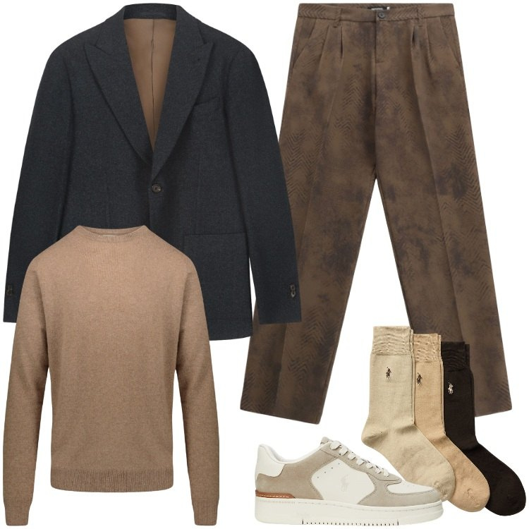 Outfit uomo - Total look #2260211. Stile Trendy per Tutti i giorni. Abbinamento con pantaloni, sneakers, calzini, maglieria, giacche.