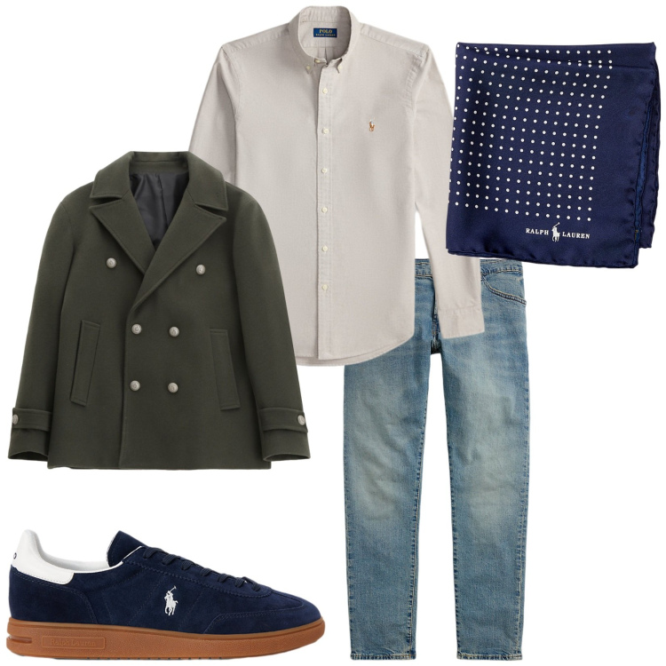 Outfit uomo - Total look #2260214. Stile Casual per Tutti i giorni. Abbinamento con cappotti, camicie, giacche, jeans, sneakers.