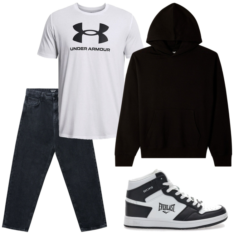 Outfit uomo - Urban. Stile Urban per Tutti i giorni. Abbinamento con felpe con cappuccio, jeans, maglieria, sneakers.