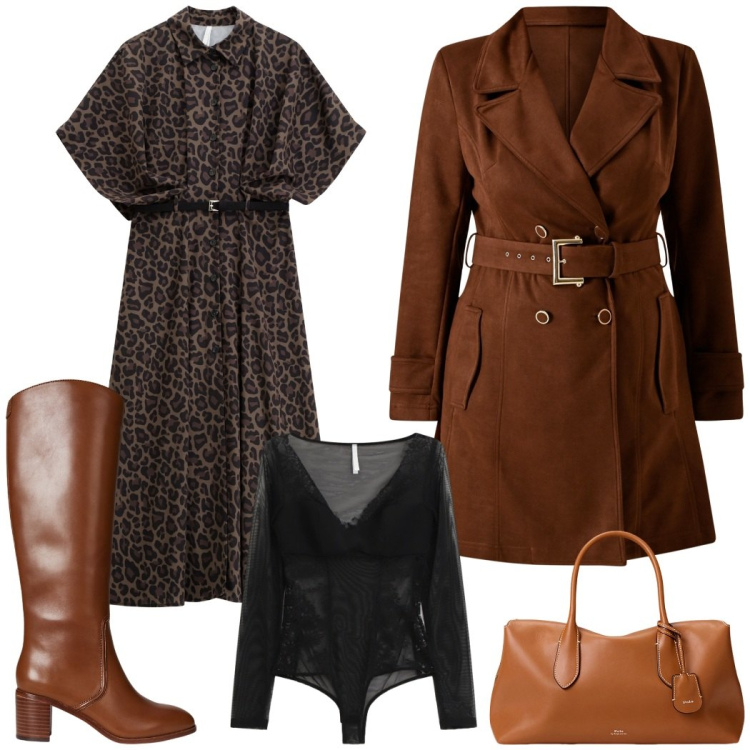 Outfit donna - Trench protagonista. Stile Casual chic per Ufficio. Abbinamento con trench, vestiti lunghi, body, stivali, borse a mano.