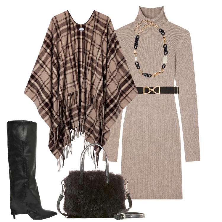 Outfit donna - City. Stile Urban per Tutti i giorni. Abbinamento con borse a mano, vestiti corti, cinture, cappotti, stivali, collane.