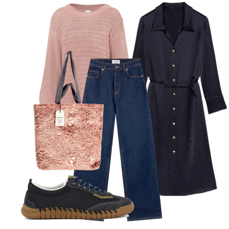 Outfit donna - Il Rosa antico. Stile Romantica per Tutti i giorni. Abbinamento con maglieria, jeans, borse tote, vestiti lunghi, sneakers.