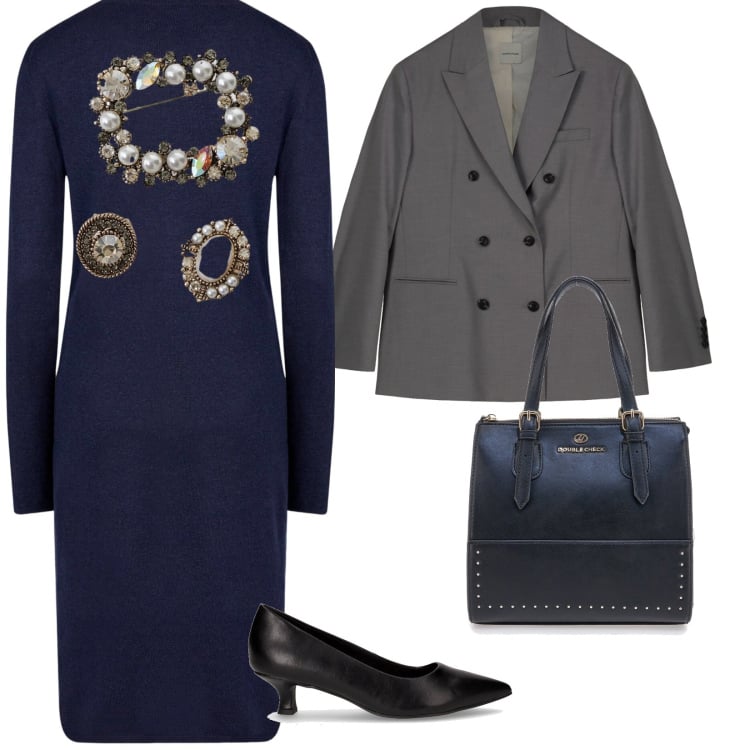 Outfit donna - Le spille sul vestito. per Tutti i giorni. Abbinamento con cappotti, vestiti midi/longuette, borse a mano, blazer, décolleté.