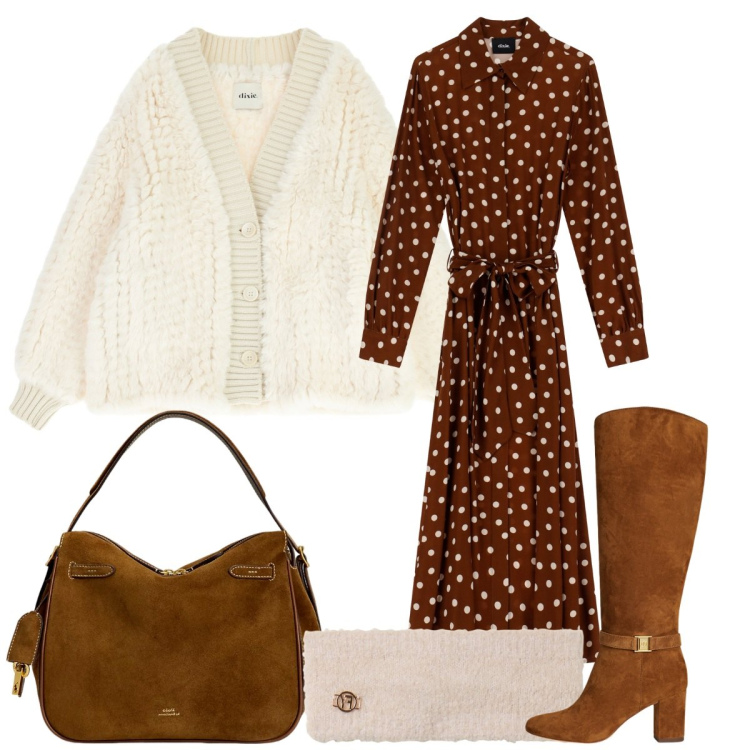 Outfit donna - Giornata libera. Stile Basic per Tutti i giorni. Abbinamento con fasce per capelli, vestiti, blazer, borse a mano, stivali.