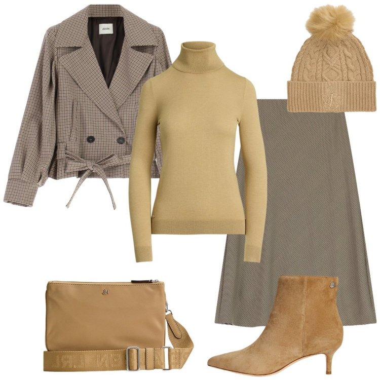 Outfit donna - Il cappello di lana. Stile Basic per Serata fuori. Abbinamento con giacche, gonne lunghe, borse a tracolla, stivaletti, maglieria, berretti.