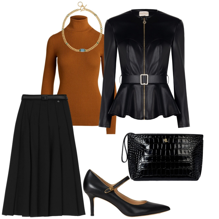 Outfit donna - A lavoro. per Ufficio. Abbinamento con blazer, gonne longuette, pochette, décolleté, maglieria, collane.
