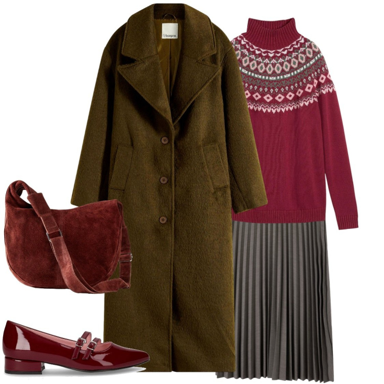 Outfit donna - PulLover. Stile Casual chic per Ufficio. Abbinamento con maglieria, borse a mano, cappotti, gonne lunghe, ballerine.