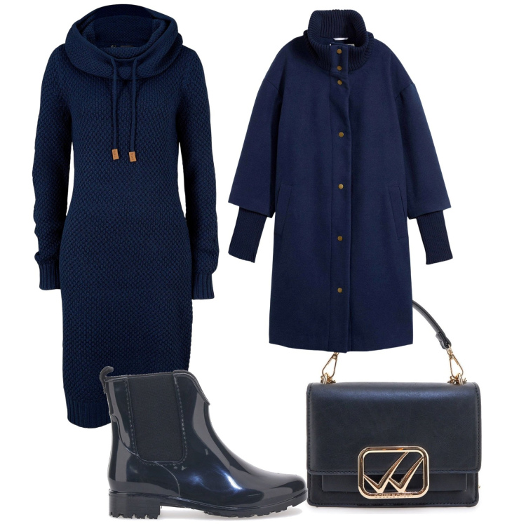 Outfit donna - Total look #2260585. Stile Boho per Tutti i giorni. Abbinamento con cappotti, vestiti, stivaletti chelsea, borse a tracolla.