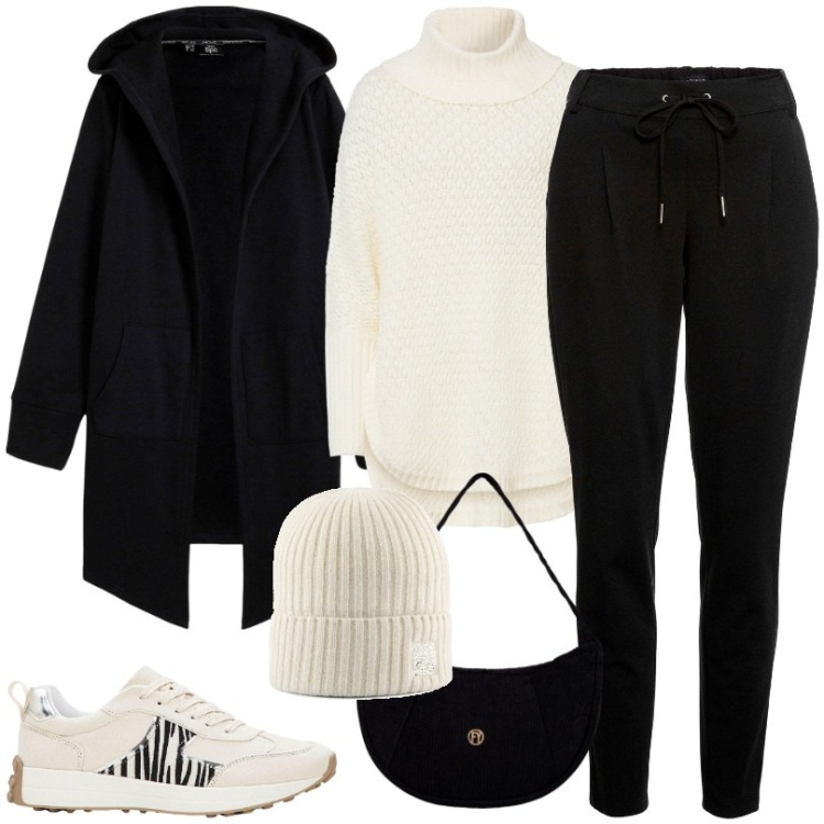 Outfit donna - Total look #2260599. Stile Basic per Tutti i giorni. Abbinamento con pantaloni, blazer, maglieria, sneakers, borse a mano, berretti.
