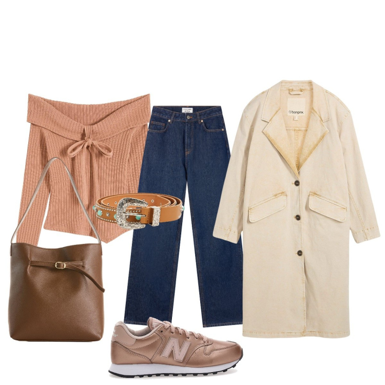 Outfit donna - Il trench indispensabile. Stile Casual chic per Tutti i giorni. Abbinamento con maglieria, trench, borse a mano, cinture, jeans, sneakers.
