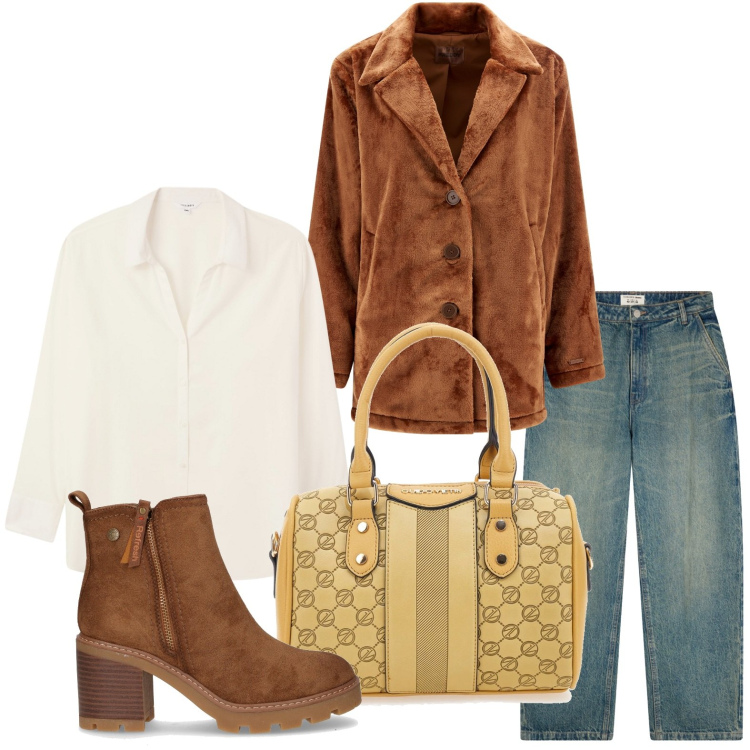 Outfit donna - Il classico suede. Stile Trendy per Tutti i giorni. Abbinamento con jeans, camicie, cappotti, borse a spalla, stivaletti.