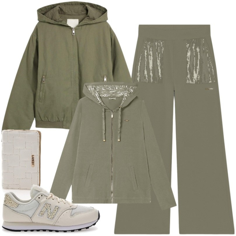 Outfit donna - Total look #2260665. Stile Basic per Sport. Abbinamento con blazer, pantaloni, felpe con cappuccio, sneakers, portafogli.
