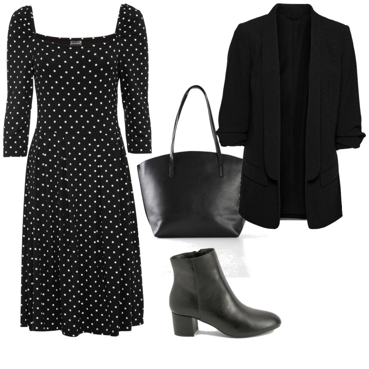 Outfit femme - Basique #5276. Style Basique pour Tous les jours. Assortir avec blazers, robes longues, sac cabas, bottines.