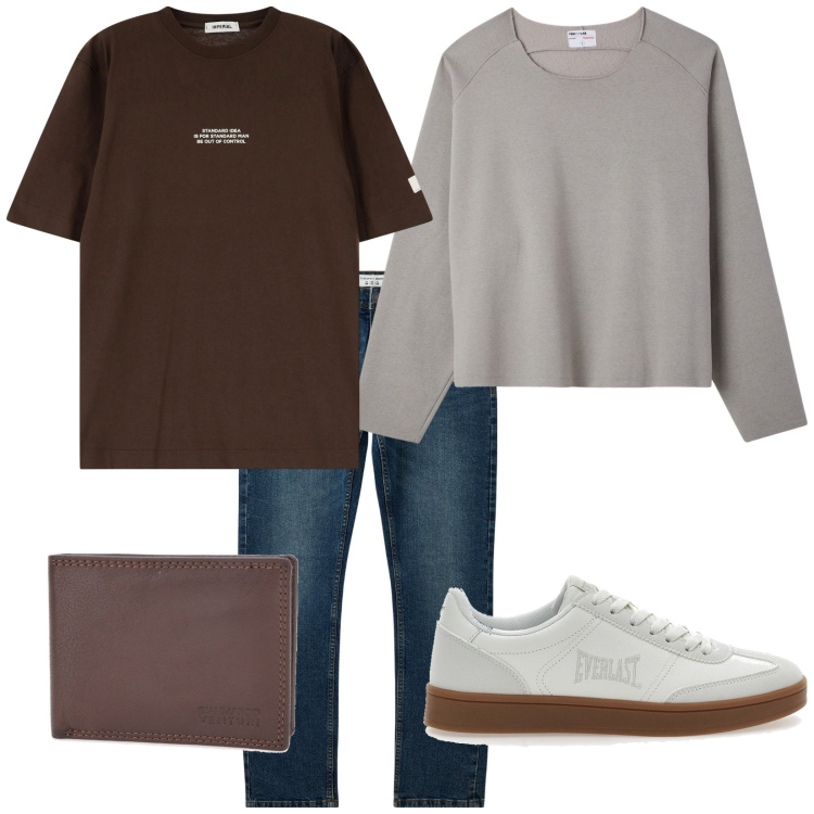 Outfit uomo - Total look #2260714. Stile Casual per Tutti i giorni. Abbinamento con jeans, felpe, t-shirt, sneakers, portafogli.