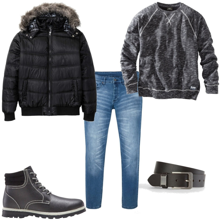 Outfit homme - Casual #16210. Style Casual pour Tous les jours. Assortir avec sweat-shirts, manteaux, jean slim, bottes, ceintures.