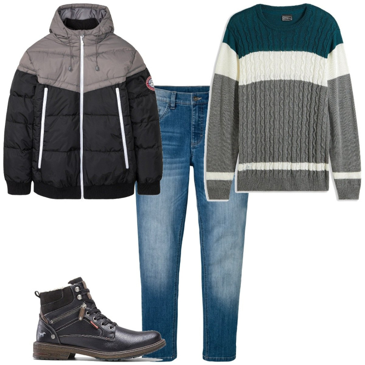 Outfit homme - Casual #16211. Style Casual pour Tous les jours. Assortir avec pulls, jean skinny, manteaux, bottes.