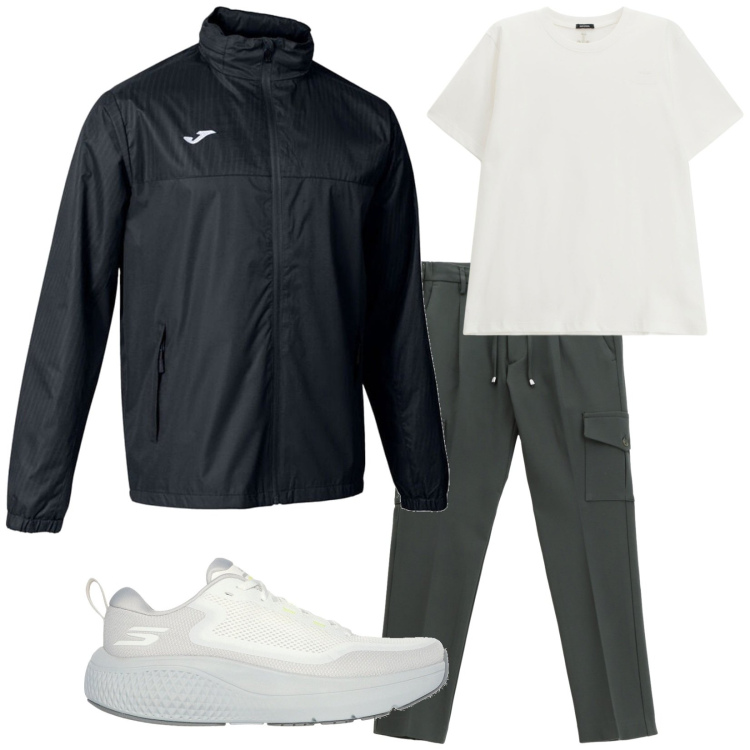 Outfit uomo - Total look #2260858. Stile Casual per Tutti i giorni. Abbinamento con pantaloni cargo, t-shirt, giacche, scarpe sportive.