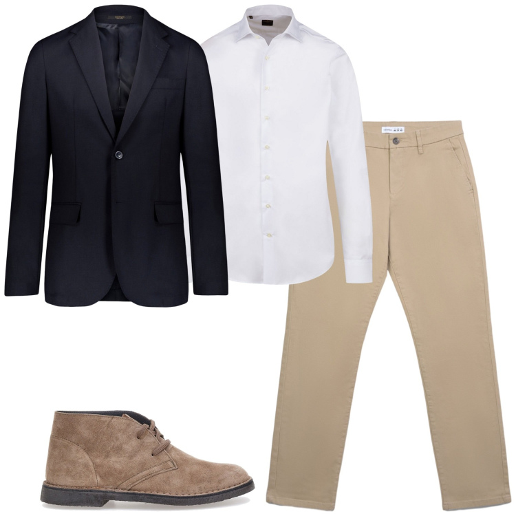 Outfit uomo - Ottobre. Stile Urban per Tutti i giorni. Abbinamento con pantaloni chino, giacche, camicie, stivali e stivaletti.