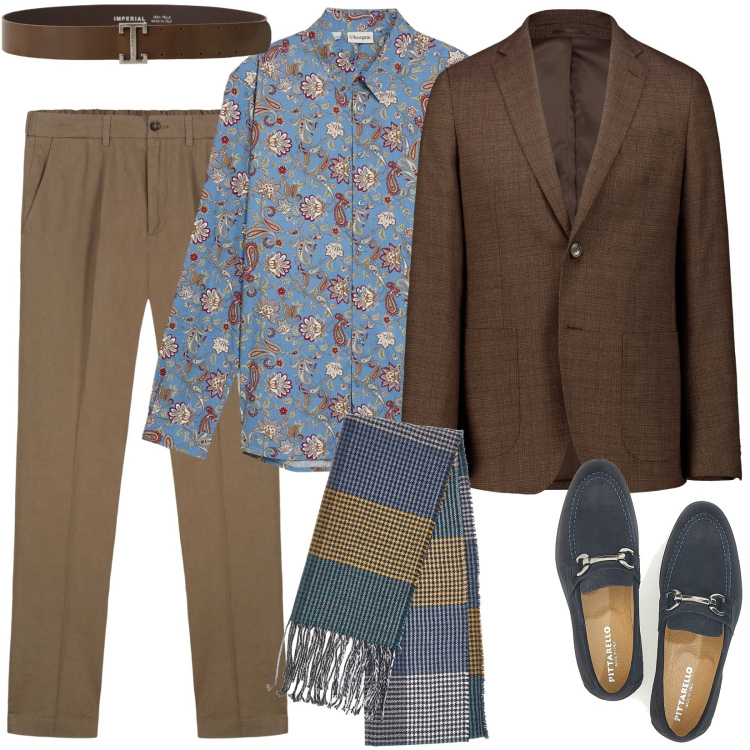 Outfit uomo - Total look #2260982. Stile Business/Elegante per Tutti i giorni. Abbinamento con camicie, cinture, giacche, sciarpe, pantaloni, scarpe stringate.