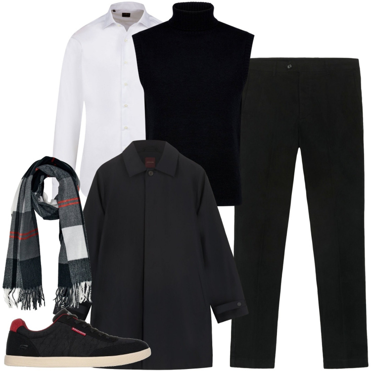 Outfit uomo - Sciarpa morbida idea regalo. Stile Trendy per Tutti i giorni. Abbinamento con abiti, gilet, sciarpe, scarpe stringate, camicie, pantaloni chino.