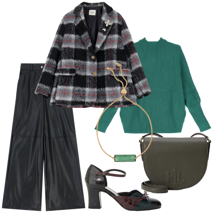 Outfit donna - Total look #2260995. Stile Minimal per Tutti i giorni. Abbinamento con décolleté, pantaloni a palazzo, maglieria, blazer, braccialetti, borse a tracolla.