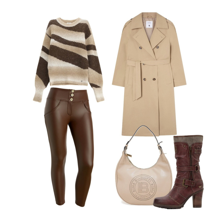 Outfit donna - Classico ma non troppo. Stile Casual per Tutti i giorni. Abbinamento con stivali, trench, pullovers, pantaloni skinny, borse a spalla.