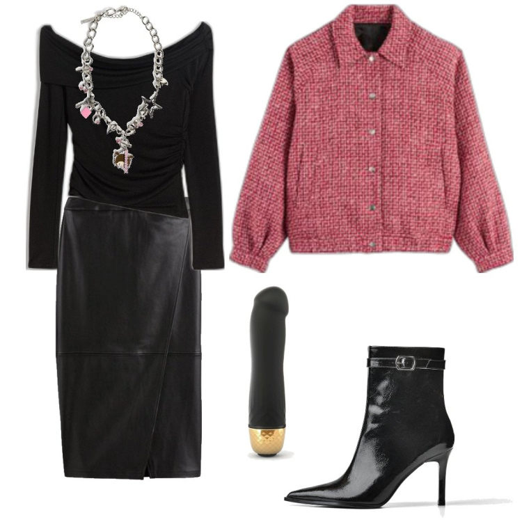 Outfit mujer - Sexy Chic. Estilo Sexy para Todos los días. Combinación con maletas, bomber, faldas largas, top, collares, botines.