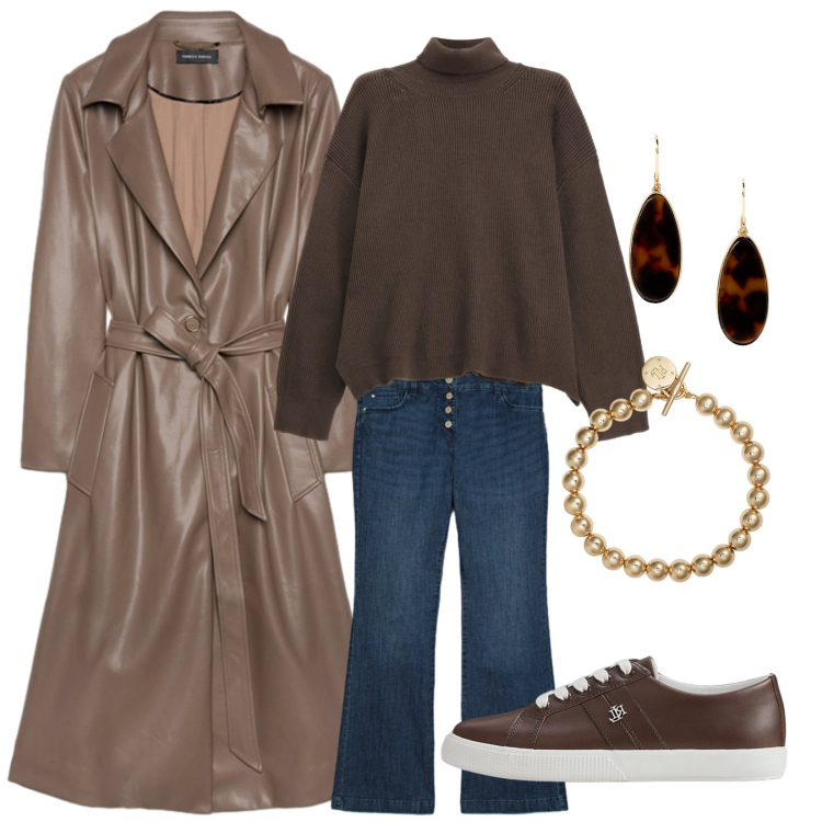 Outfit donna - My trench. Stile Casual chic per Tutti i giorni. Abbinamento con maglieria, sneakers, braccialetti, orecchini, jeans, trench.