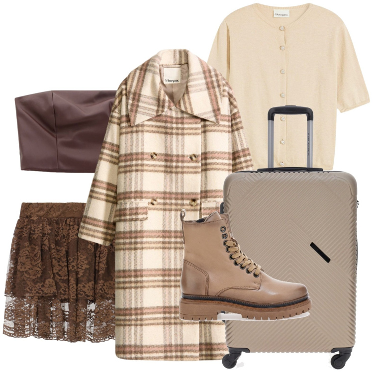 Outfit donna - Atmosfere romantiche. Stile Romantica per Tutti i giorni. Abbinamento con cardigans, cappotti, minigonne, top, anfibi, valigie.