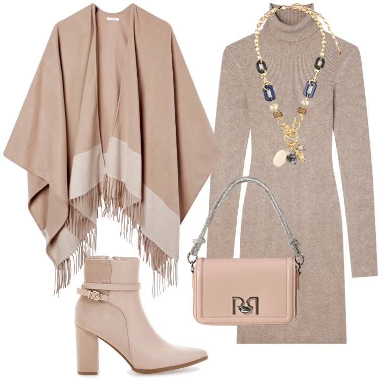 Outfit donna - Total look #2261143. Stile Bon Ton per Serata fuori. Abbinamento con vestiti corti, cappe, borse a mano, stivaletti, collane.