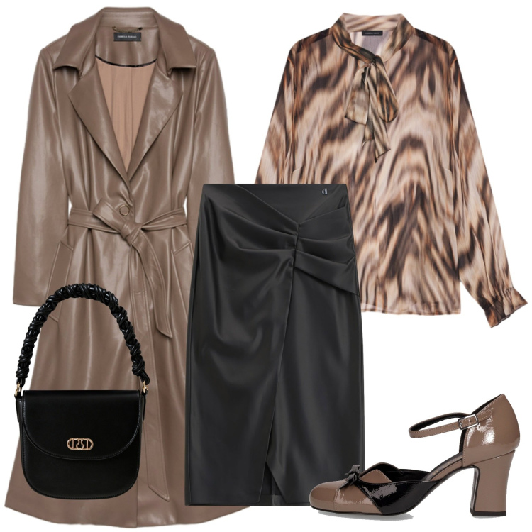 Outfit donna - elegante con il trench. Stile Chic per Serata fuori. Abbinamento con borse a mano, gonne longuette, décolleté, bluse, trench.