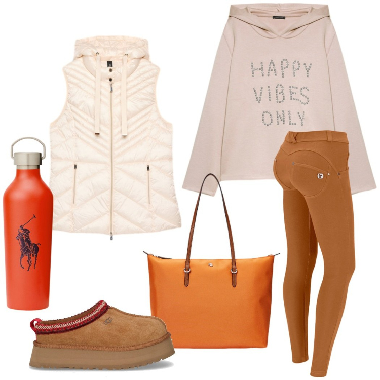 Outfit donna - Urban style. Stile Casual chic per Tutti i giorni. Abbinamento con pantaloni skinny, bluse, borse tote, stivaletti, piumini, felpe con cappuccio.