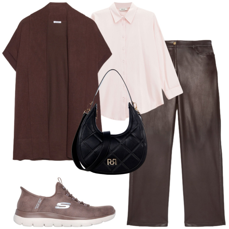 Outfit donna - Total look #2261247. Stile Urban per Tutti i giorni. Abbinamento con borse a tracolla, camicie, cardigans, pantaloni, sneakers.