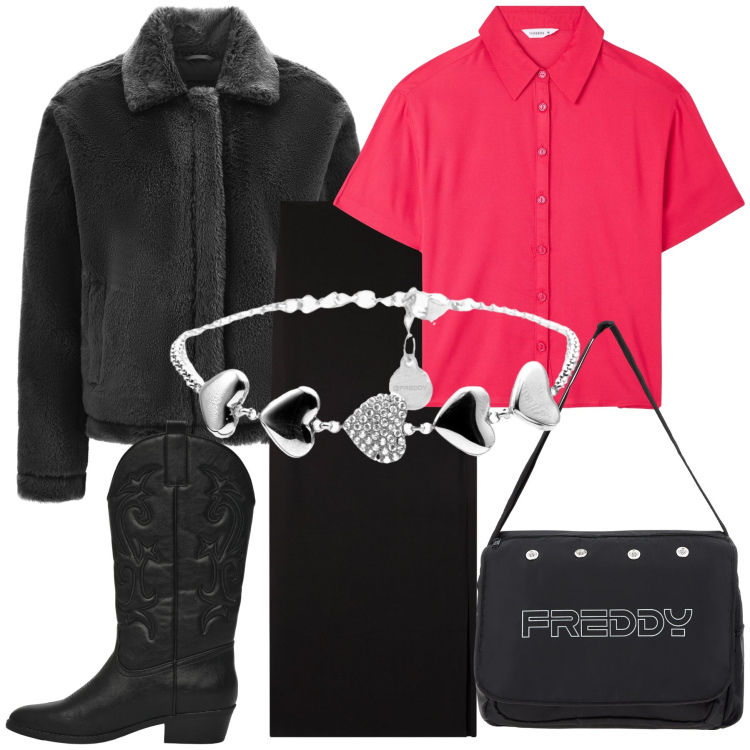 Outfit donna - Il primo pellicciotto dell autunno. Stile Urban per Tutti i giorni. Abbinamento con stivaletti texani, gonne lunghe, camicie a manica corta, cappotti, borse messenger, braccialetti.