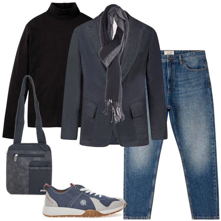 Outfit uomo - Sciarpa dal caldo e morbido abbraccio. Stile Trendy per Tutti i giorni. Abbinamento con maglieria, jeans, sciarpe, giacche, sneakers, borse sportive.