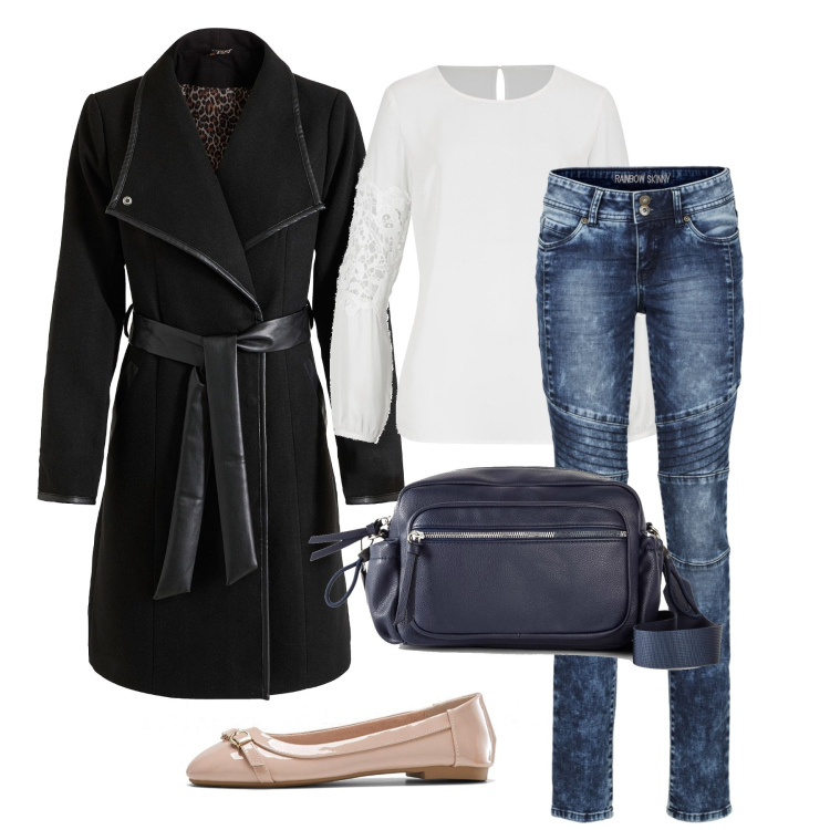 Outfit femme - Octobre. Style Minimal pour Tous les jours. Assortir avec tuniques, ballerines, jean skinny, manteaux, sacs en bandoulière.