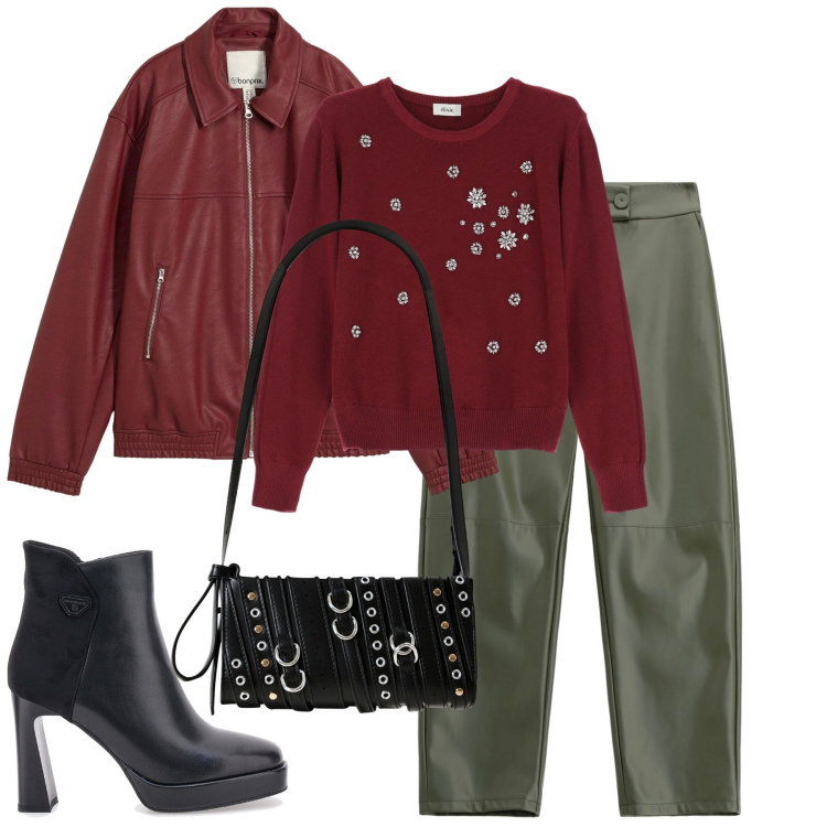 Outfit donna - Ottobre in Città. Stile Urban per Tutti i giorni. Abbinamento con blazer, maglieria, borse a spalla, pantaloni, stivaletti.
