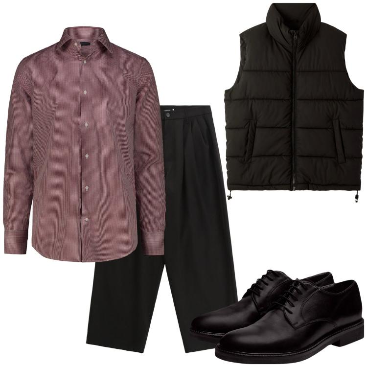 Outfit uomo - Total look #2261382. Stile Trendy per Serata speciale. Abbinamento con piumini, pantaloni, scarpe stringate, camicie.