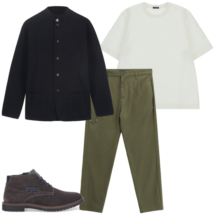 Outfit uomo - Total look #2261488. Stile Trendy per Serata speciale. Abbinamento con t-shirt, pantaloni, scarpe stringate, giacche.