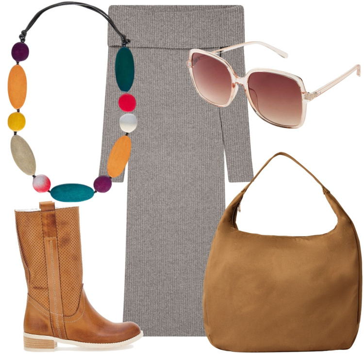 Outfit donna - Colora l\'autunno di folliage..... Stile Casual per Tutti i giorni. Abbinamento con occhiali da sole, borse a mano, vestiti lunghi, anfibi, collane.