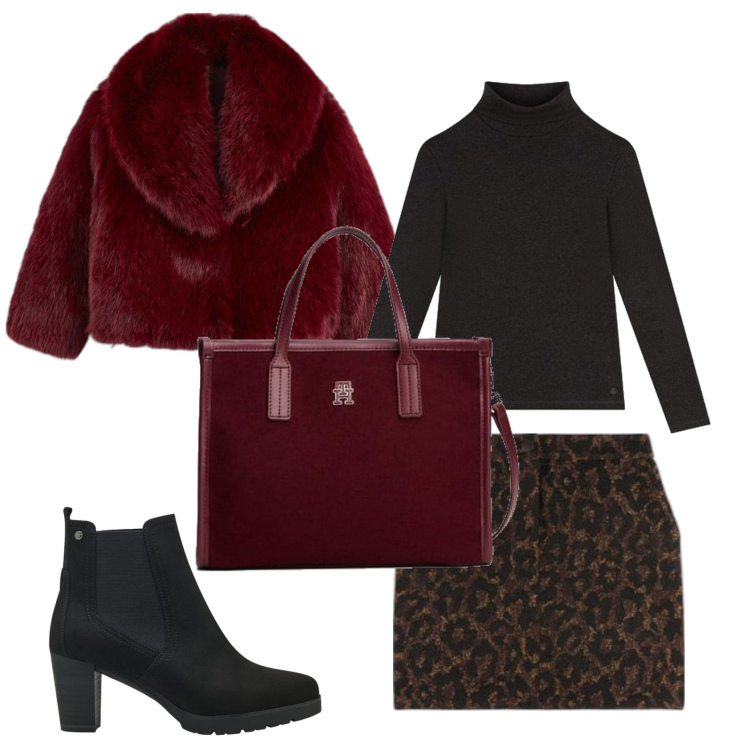 Outfit mujer - Chic outfit. Estilo Chic para Todos los días. Combinación con camiseta, bolso tote, abrigos, botines chelsea, minifaldas.