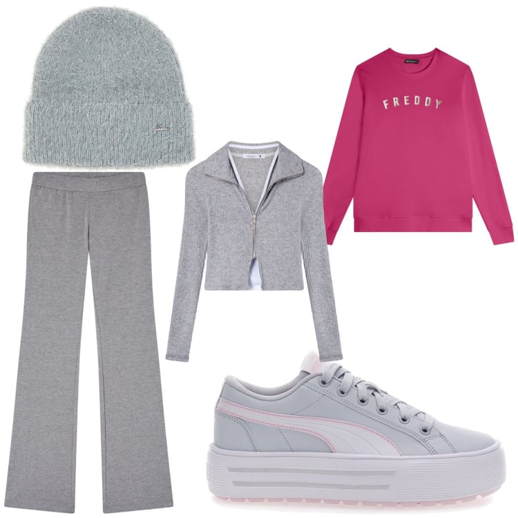 Outfit donna - Corsa dopo l\'ufficio. Stile Minimal per Sport. Abbinamento con leggings, felpe, felpe, sneakers, berretti.