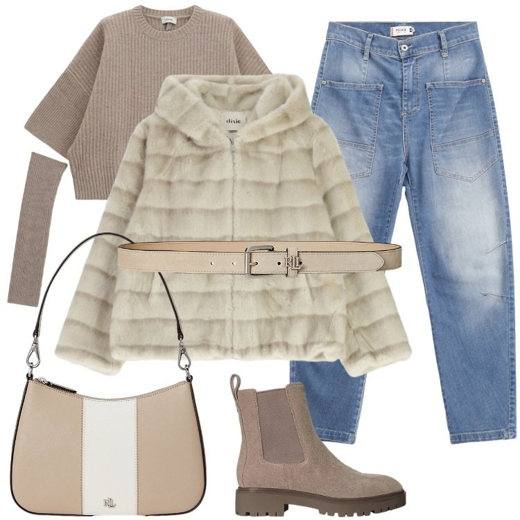 Outfit donna - Total look #2261755. Stile Trendy per Scuola/Università. Abbinamento con jeans, maglieria, blazer, borse a spalla, stivaletti chelsea, cinture.