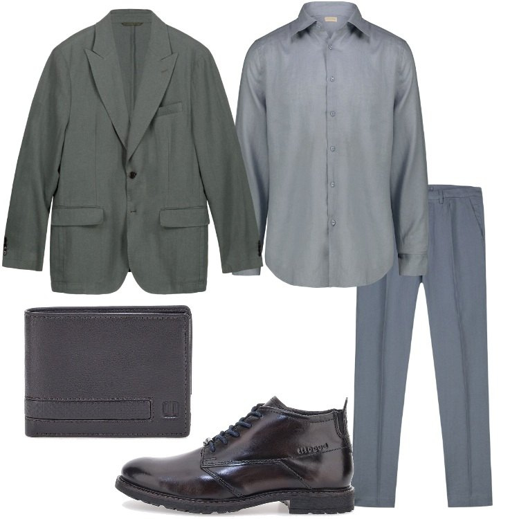 Outfit uomo - Minimal urbano. per Serata speciale. Abbinamento con scarpe stringate, portafogli, camicie, pantaloni, giacche.